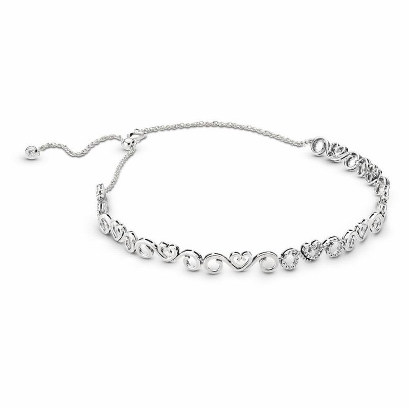 Pandora Heart Swirls Choker Necklace NZ Sale, Sterling Silver (729465-BUR)